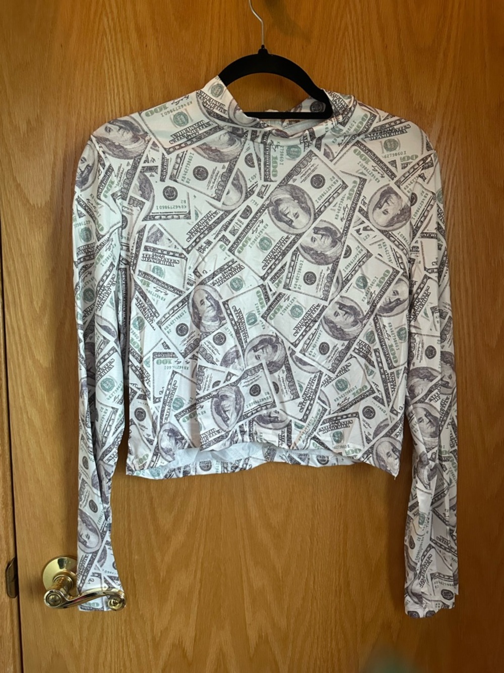 Long-Sleeve Money Print Two Piece Outfit